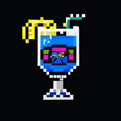 Une image de Recette du Maliblue Arcade - Cocktail inspiré par l'Arcade Bar - image générée par IA (DALL-E)