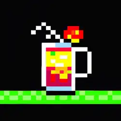 Une image de La recette du Pixel Punch, un cocktail retro geek à base de Red Bull et de bonbons Pop Rocks - image générée par IA (DALL-E)