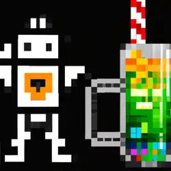 Une image de Pixel Pop: Un cocktail explosif inspiré de Pixel, le robot rétro-gaming - image générée par IA (DALL-E)