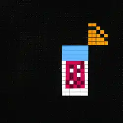 Une image de Recette originale de cocktail Pac-Grenadine : un mélange fruité rétro geek - image générée par IA (DALL-E)