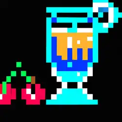 Une image de La recette du Commodore Freeze, un cocktail pixelisé et rafraîchissant - image générée par IA (DALL-E)