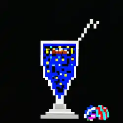 Une image de La recette du Pixel 2600 : un cocktail rétro geek à base de gin et de bonbons Nerds - image générée par IA (DALL-E)