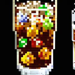 Une image de La Recette du Café 80 Haribo-Rouge, un cocktail pixelisé - image générée par IA (DALL-E)