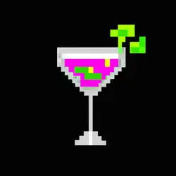 Une image de Recette de cocktail Pixel Mixology: Un mélange délicieux de mangue et de bonbons Nerds - image générée par IA (DALL-E)