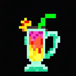 Une image de Recette de cocktail RetroBlaze - Whisky, Fanta, sirop de pêche et bonbons Nerds - image générée par IA (DALL-E)
